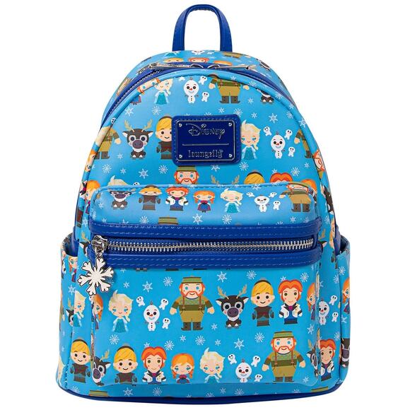 Loungefly Disney Frozen Chibi Mini Backpack Elsa Anna Olaf Bag AOP Vegan Leather - Picture 2 of 13